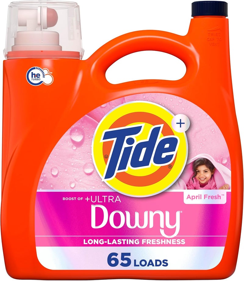Tide Plus Boost of Ultra Downy Liquid Laundry Detergent, April Fresh Scent, 92 fl oz, 65 Loads, Laundry Detergent Liquid with Long-Lasting Freshness - Image 1